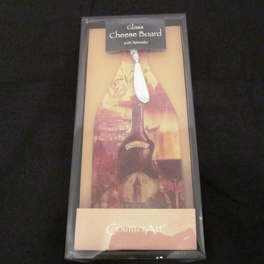 CounterArt Glass Cheese Server Wine With a View